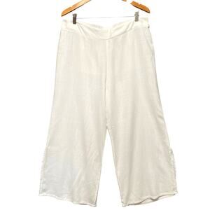 SOFT SURROUNDINGS Boho Wide Leg White Linen Blend Pants Sz XLP Summer Coastal